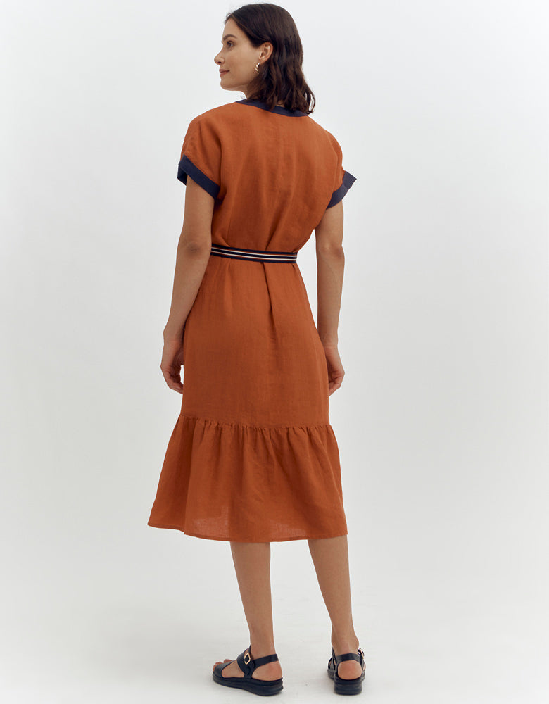 Robe longue à volant bicolore REGLISSE/87101/580
