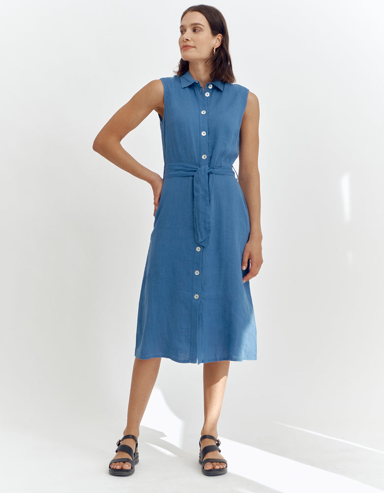 Robe longue chemise sans manches RHUBARBE/87230/306