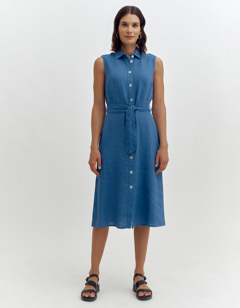 Robe longue chemise sans manches RHUBARBE/87230/306