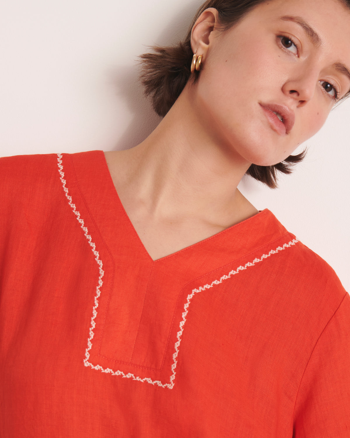 Robe courte droite orange ROPA/13253/117