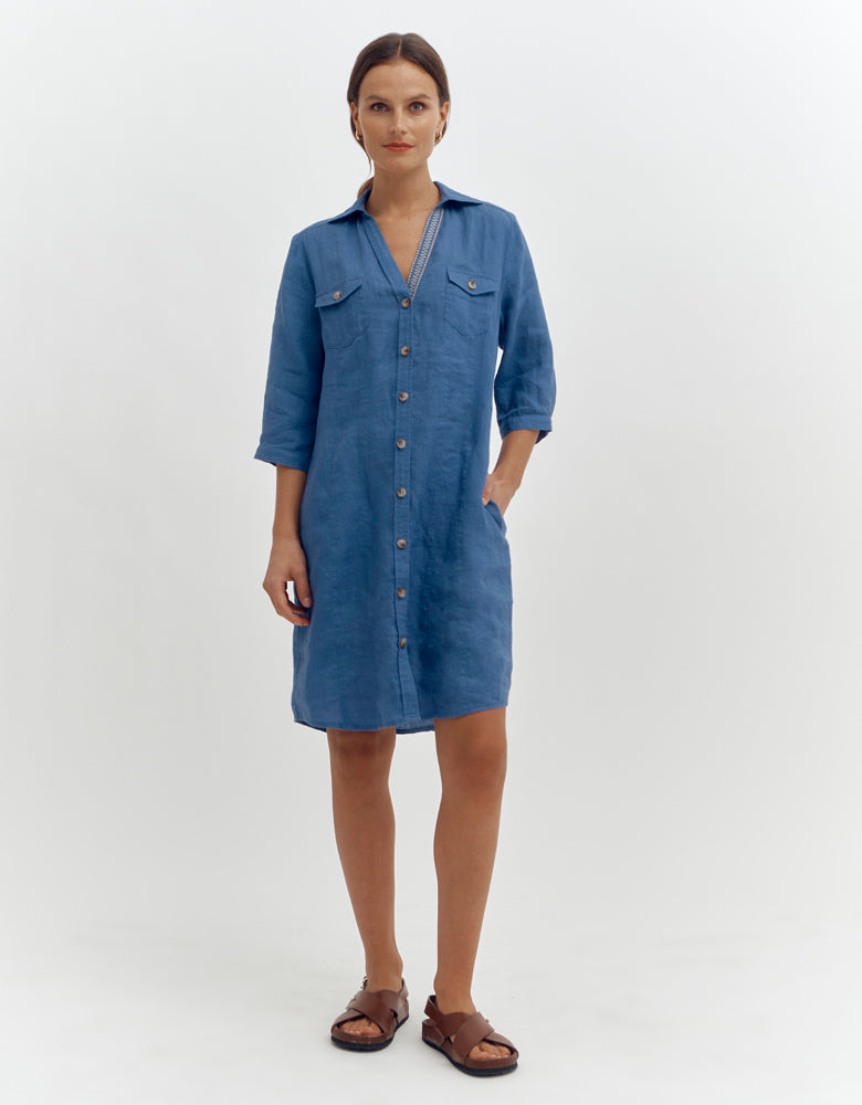 Robe courte chemise ROSELINE87/87197/317