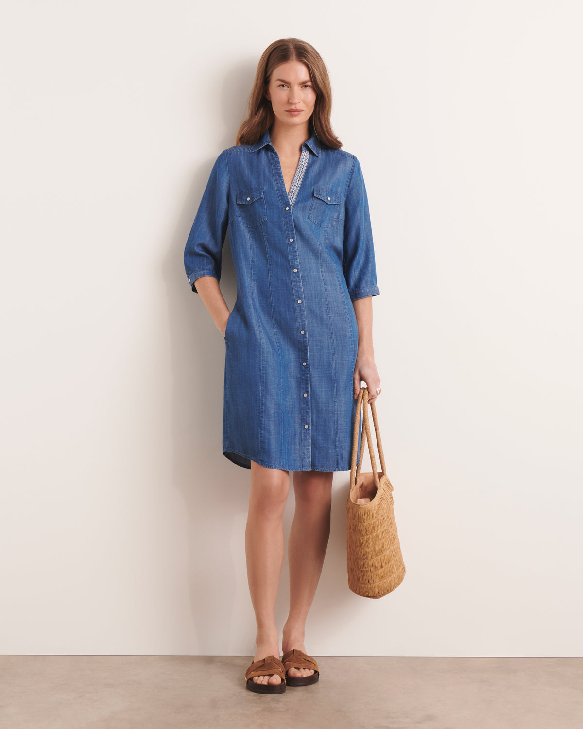 Robe courte chemise bleue ROSELINELLE/13184/296