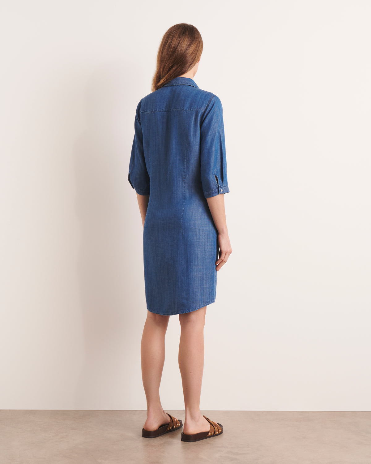Robe courte chemise bleue ROSELINELLE/13184/296