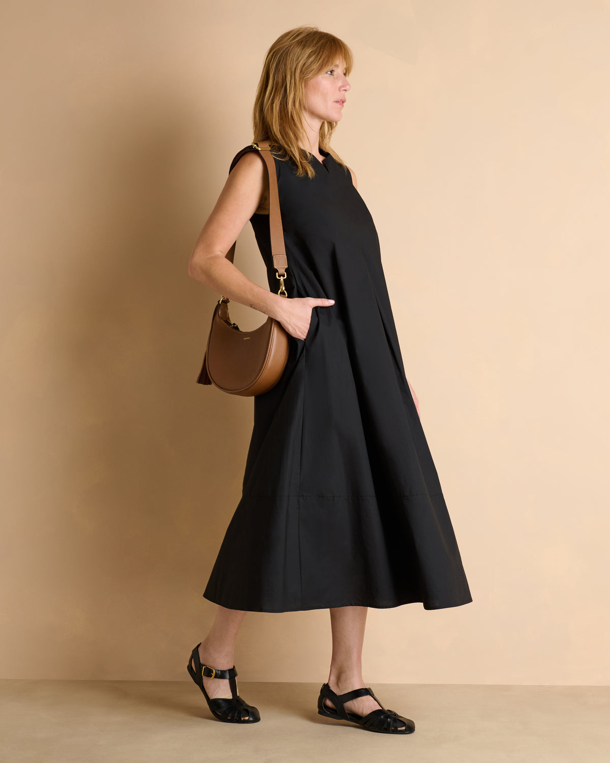 Robe longue noire sans manches ROSITA/13339/500