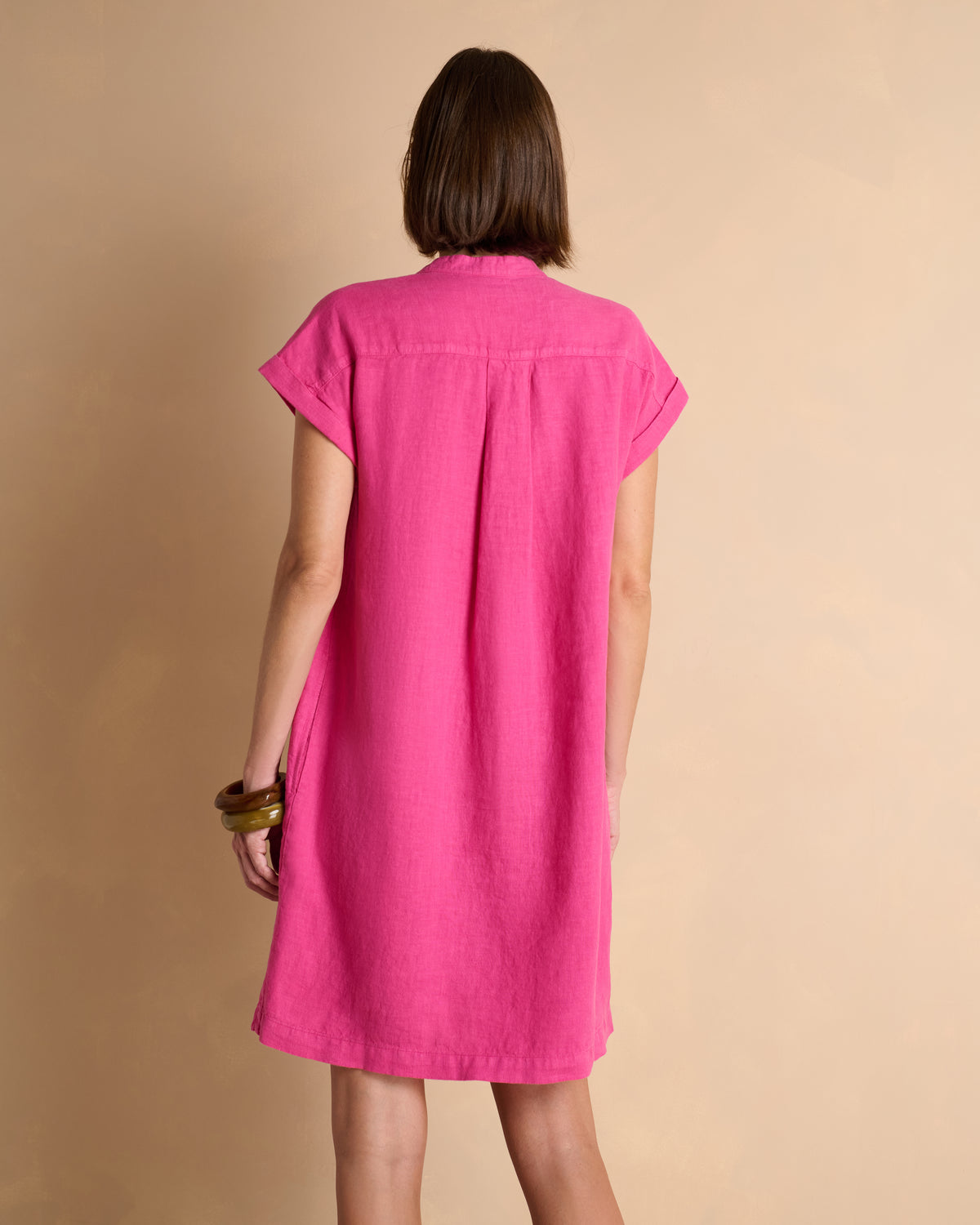 Robe courte rose encolure V ROSNY/13125/102