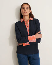 polo bleu marine en jersey col rayé