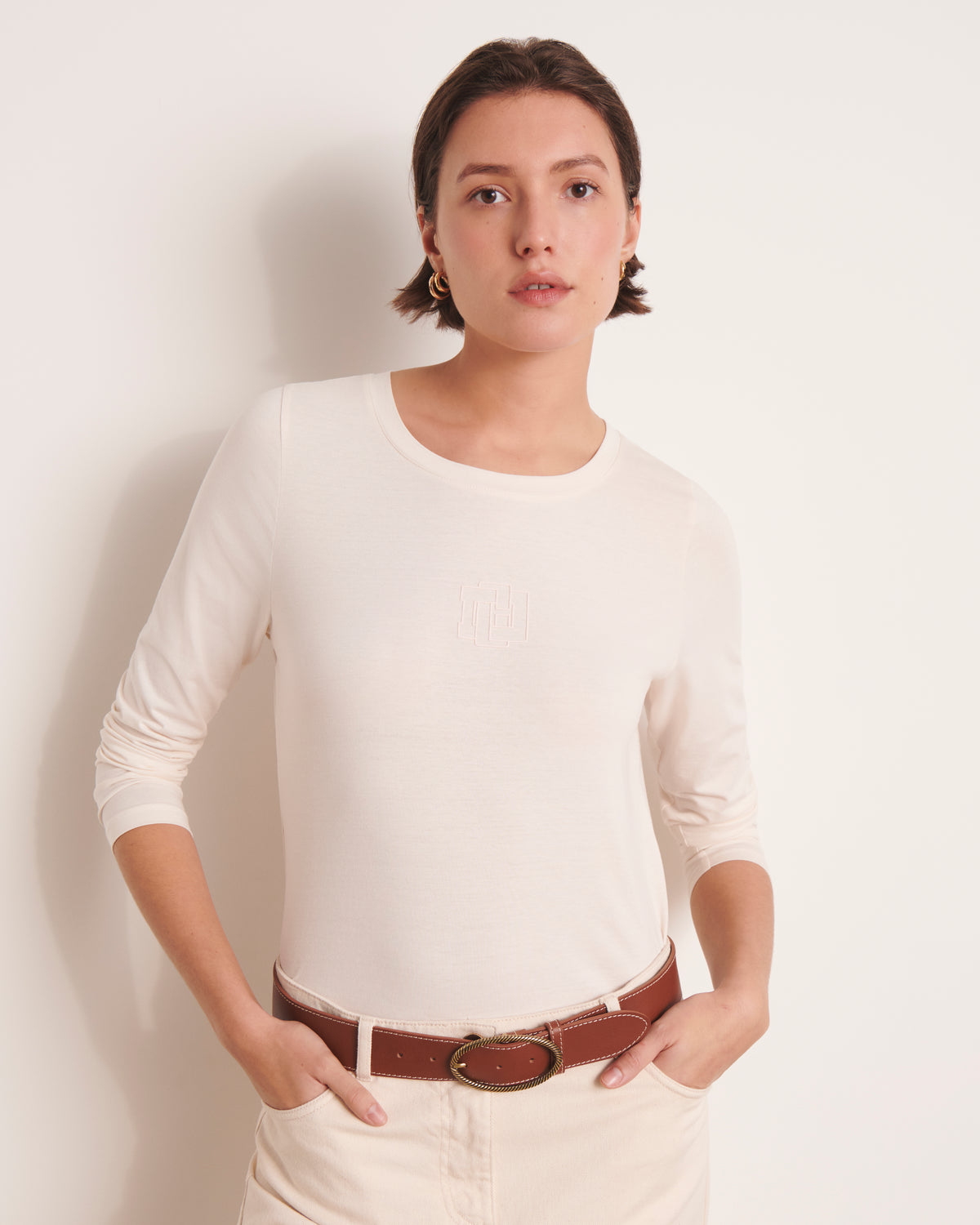 Tee-shirt beige TIMARIN13-BIS/13099/012