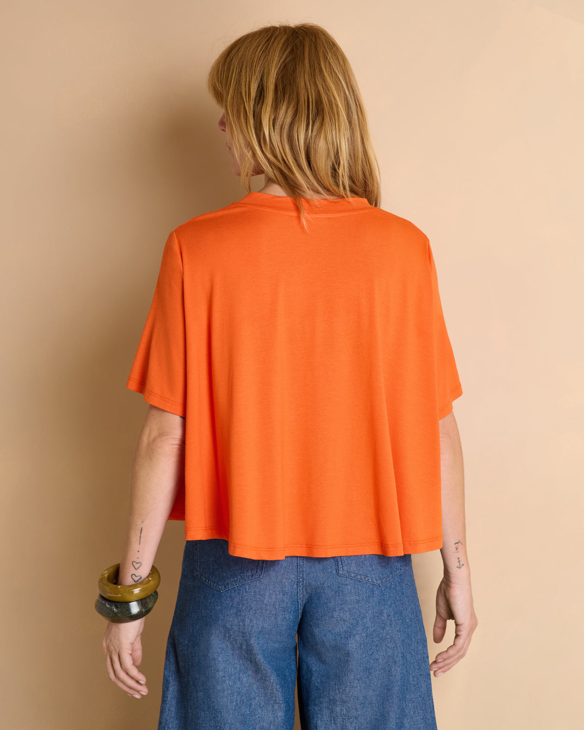 Tee-shirt orange manches courtes et col rond TIMILI/13348/117