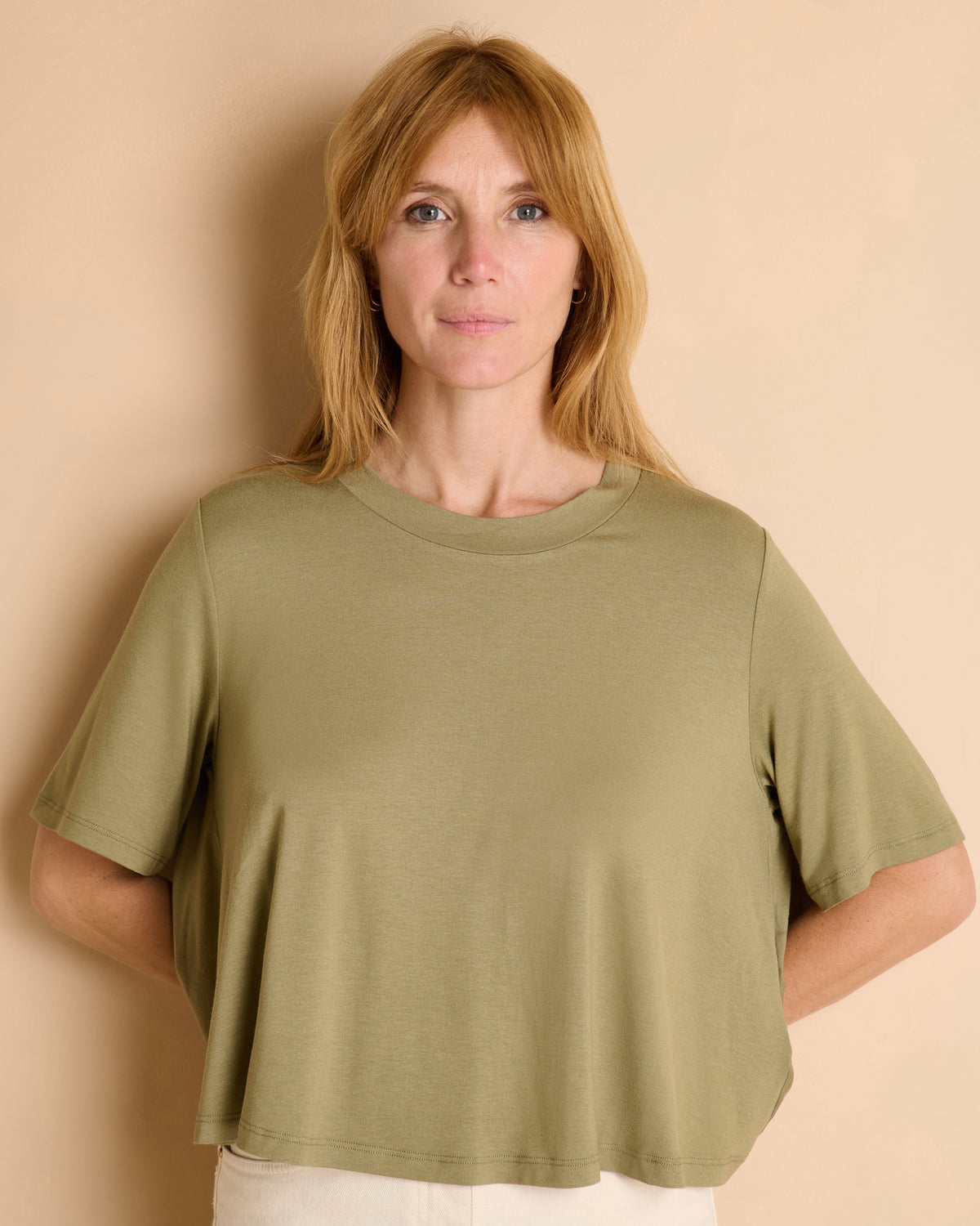 Tee-shirt vert kaki manches courtes et col rond TIMILI/13348/223