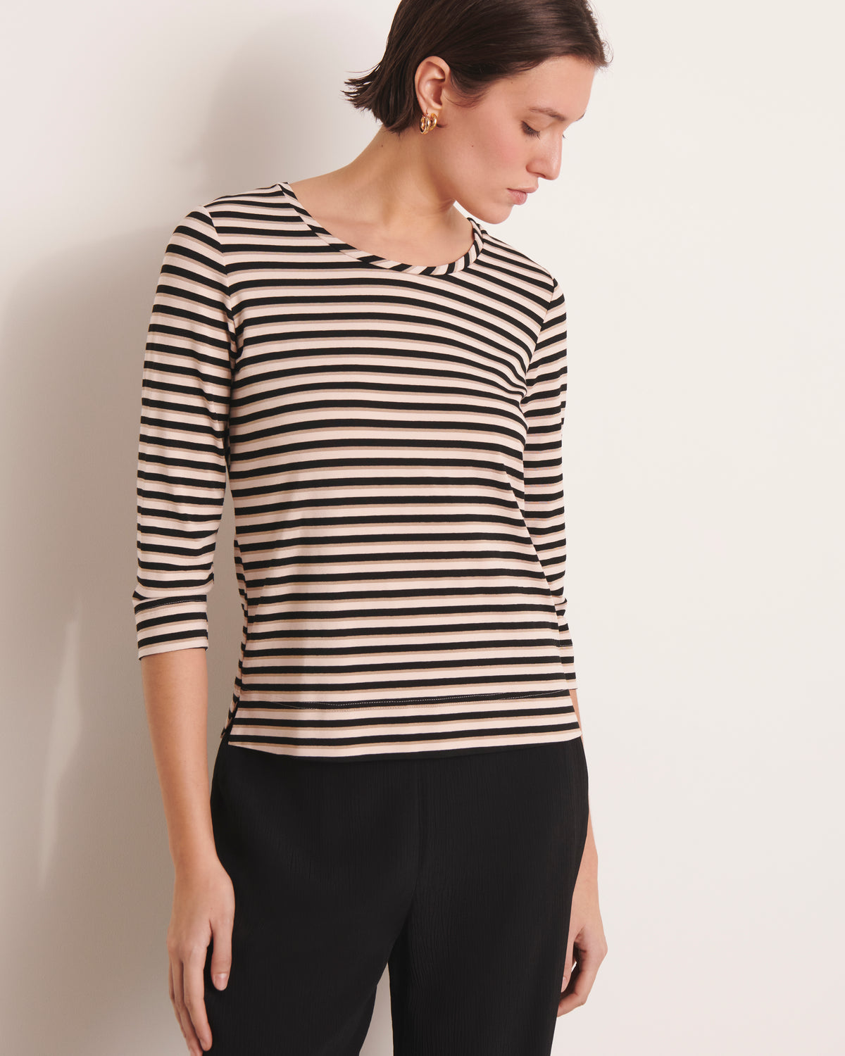 Tee-shirt marinière noir TIRAMISU/13116/670