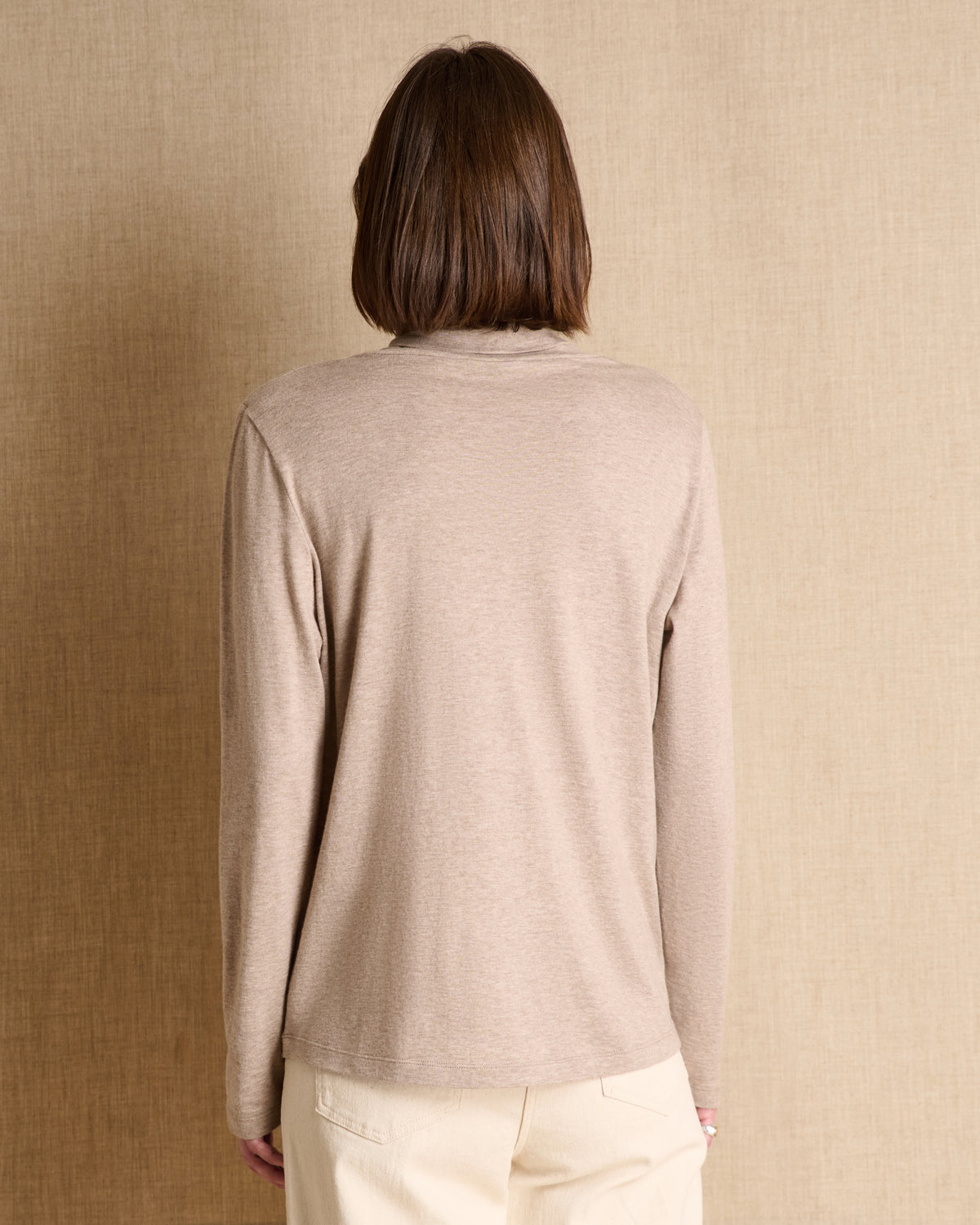 Tee-shirt beige col roulé TOUCH-CR14/14122/022