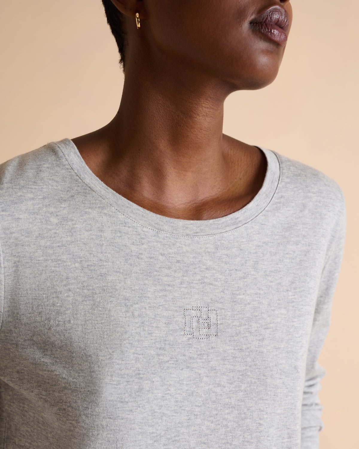 Tee-shirt gris encolure ronde manches longues TOUCH14/14121/912