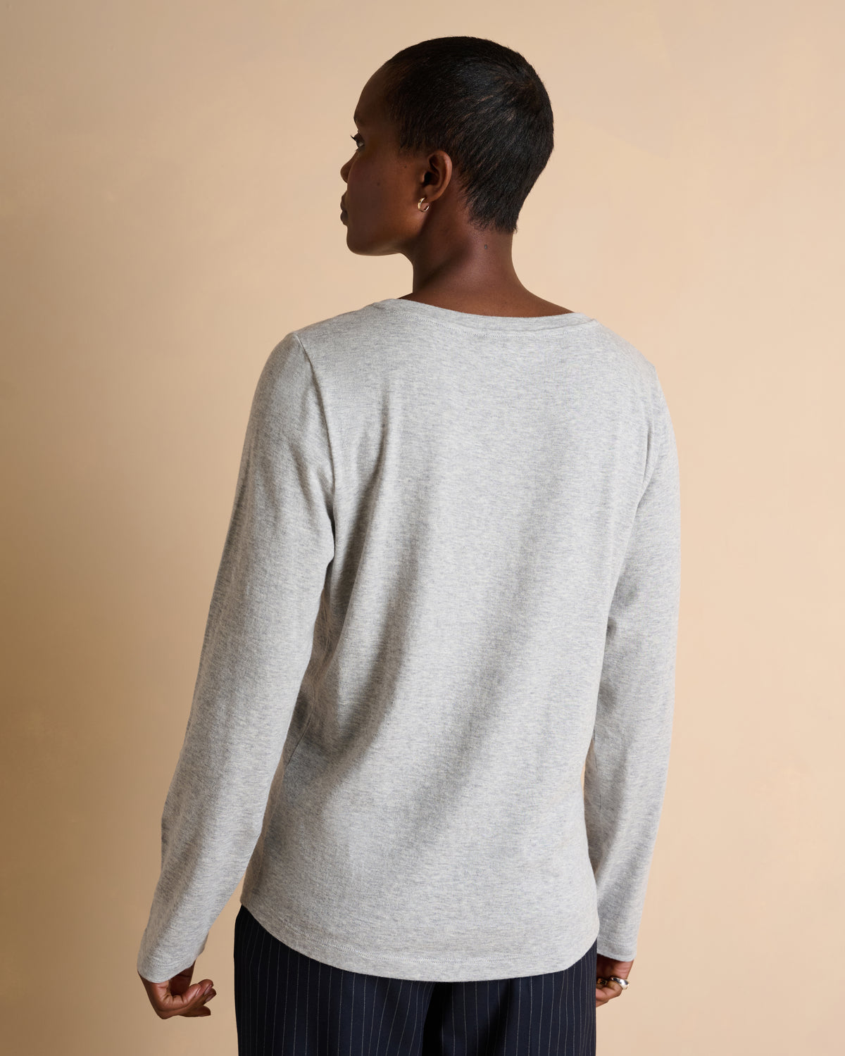 Tee-shirt gris encolure ronde manches longues TOUCH14/14121/912