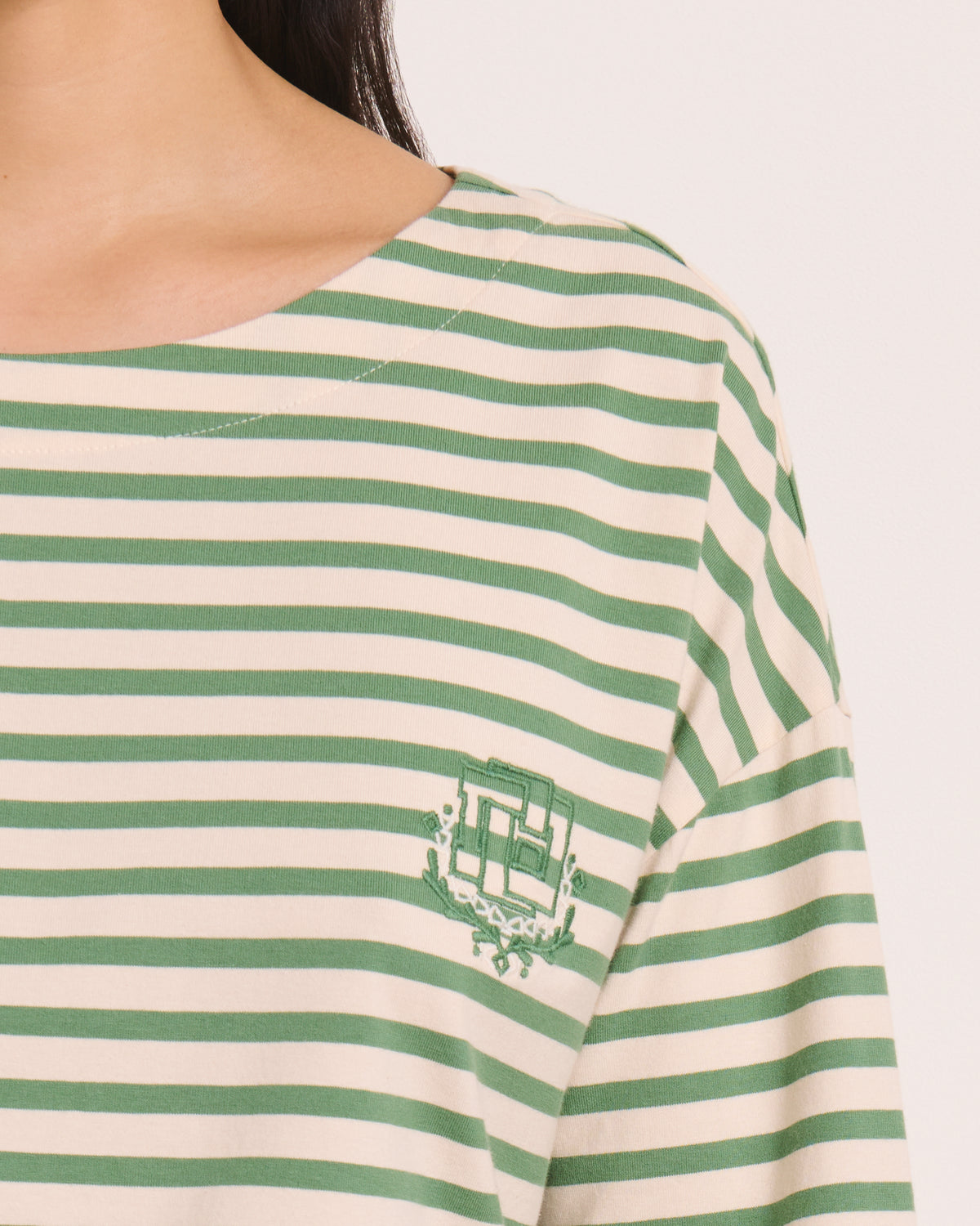 Tee-shirt marinière vert TRIESTE/13211/610