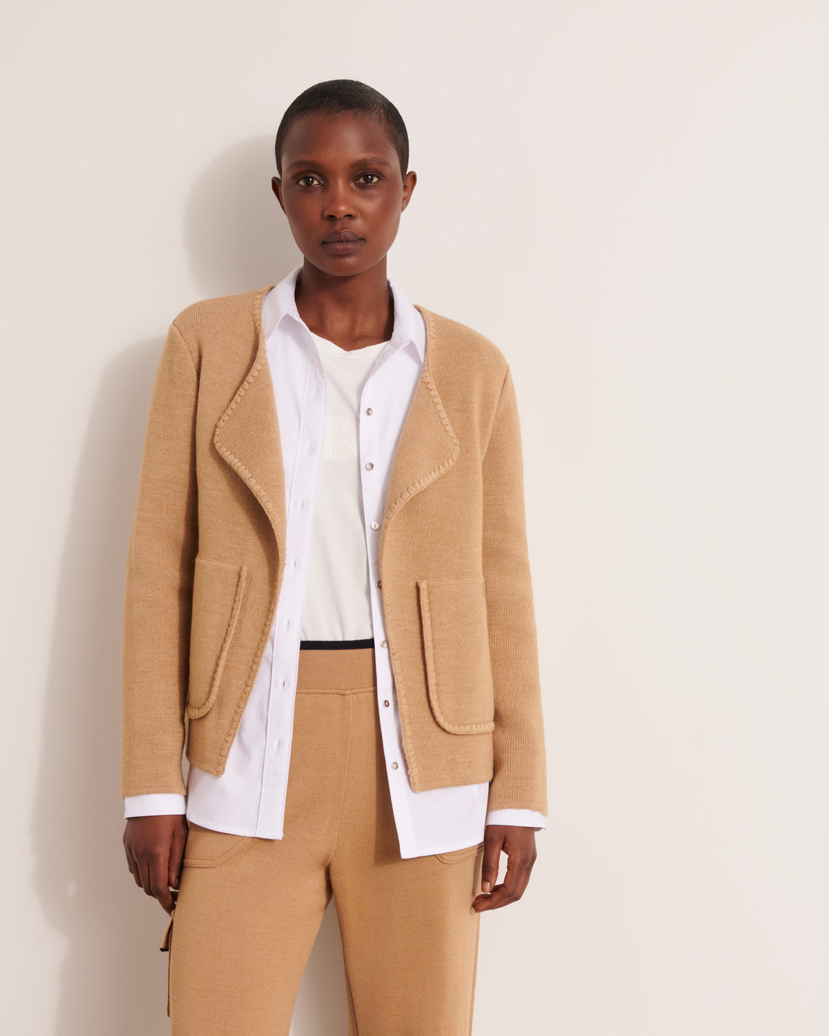 Veste en maille en laine mérinos et alpaga VALEANDRE1927/12015/010