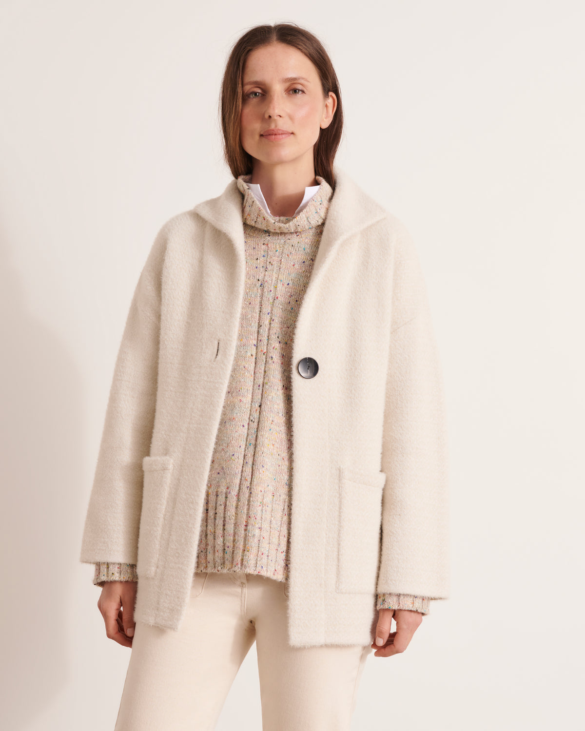 Veste en maille jacquard poilue VALERIANE/12009/761