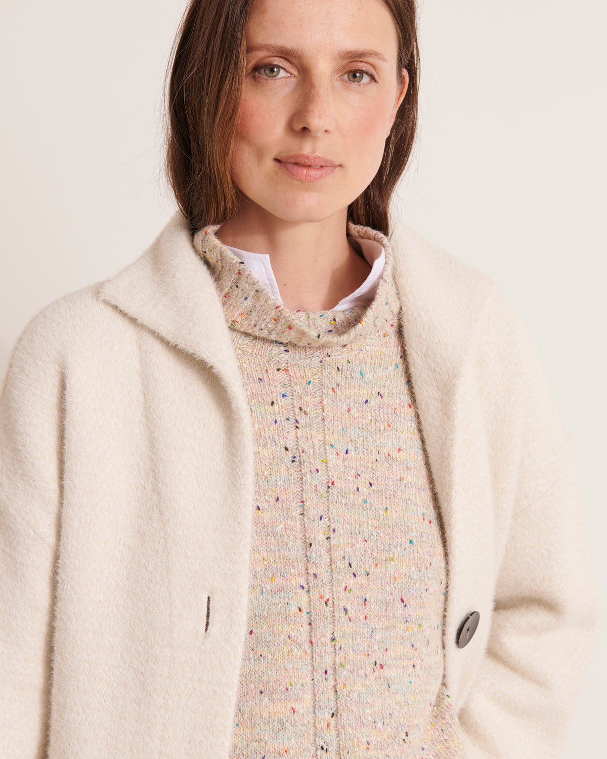 Veste en maille jacquard poilue VALERIANE/12009/761