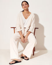 Veste en maille point fantaisie beige creme