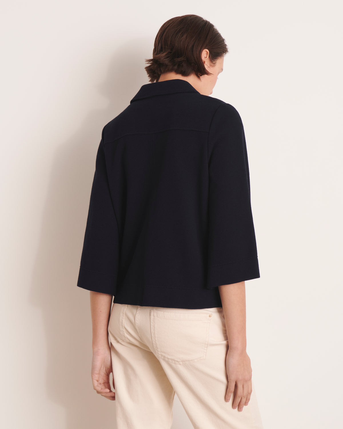 Veste boutonnée bleu marine en maille VALI/13244/317