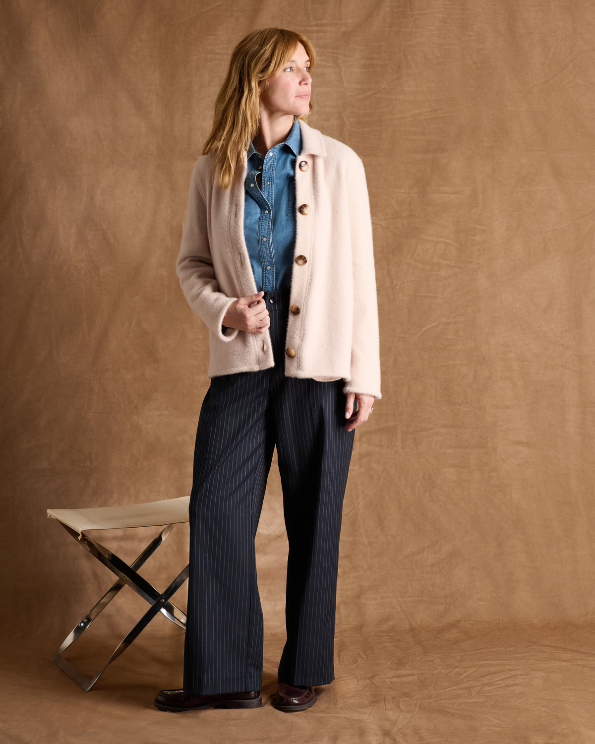 Veste beige courte boutonnée VIENNE/14066/781