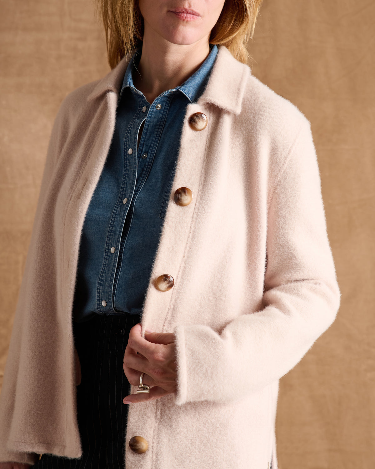 Veste beige courte boutonnée VIENNE/14066/781