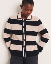Veste en maille résille graphique à rayures