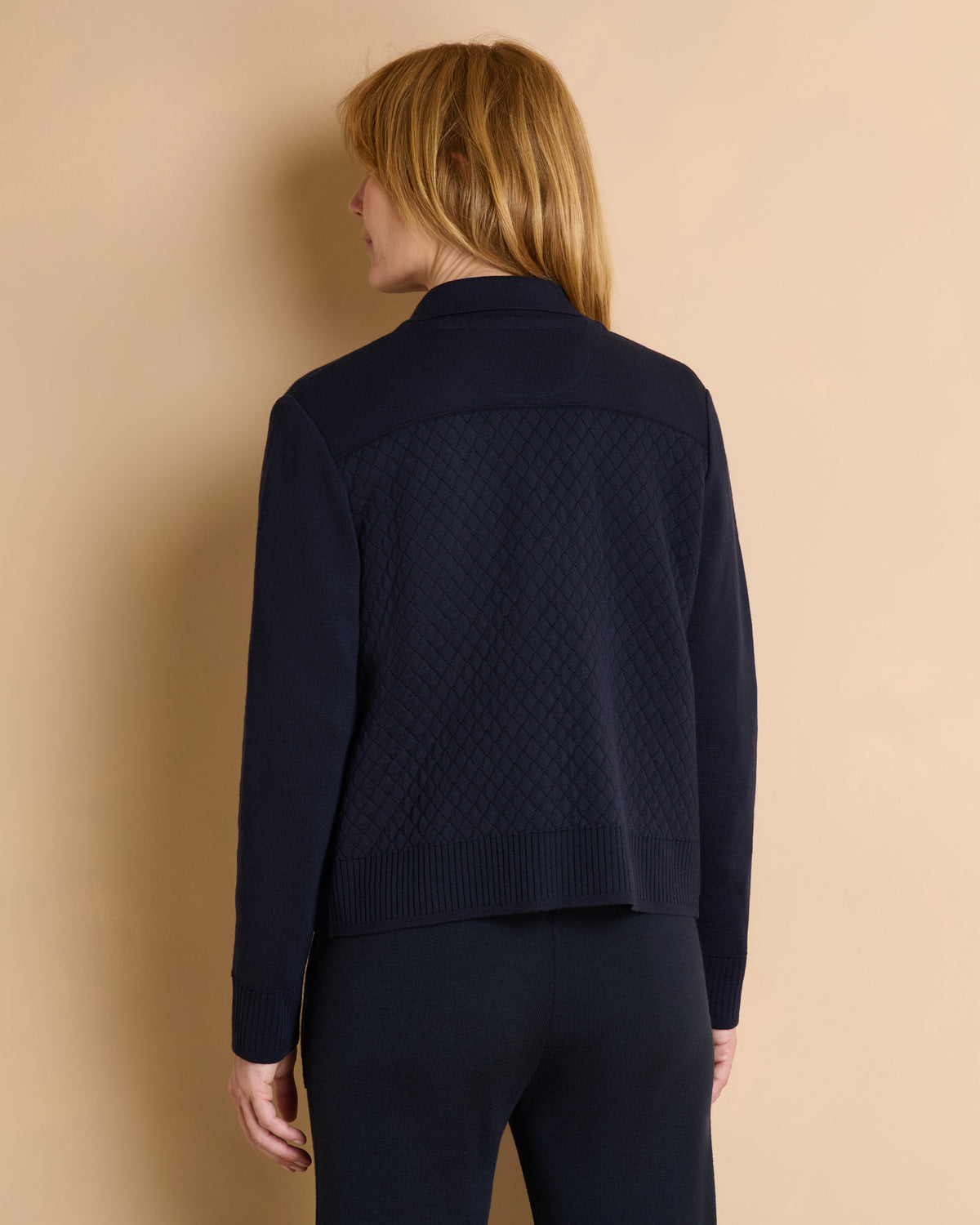 Veste bleu marine en laine boutonnée VIOLAINE1927/14002/319