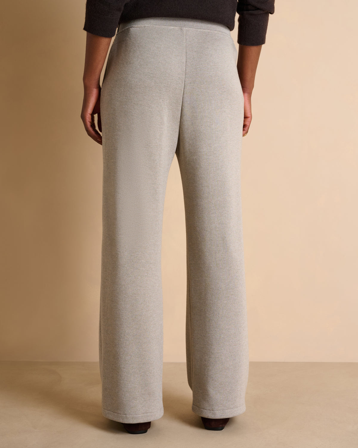 Pantalon beige large en laine mérinos YAULNE14/14126/790