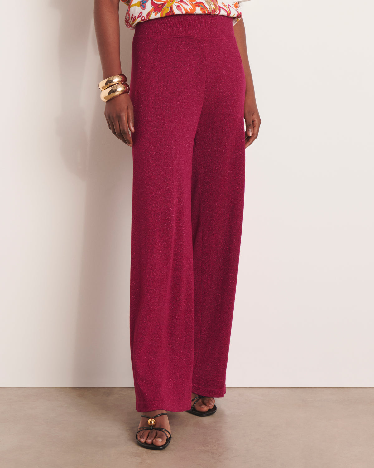 Pantalon large rose en maille jersey irisée YELLOW13/13157/906