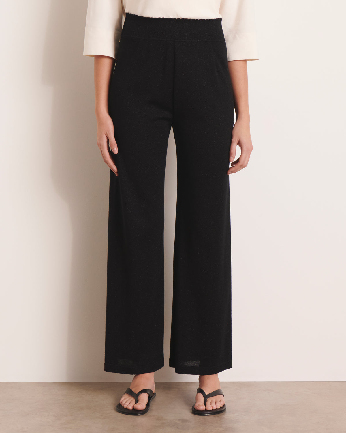 Pantalon large noir en maille jersey irisée YELLOW13/13157/921