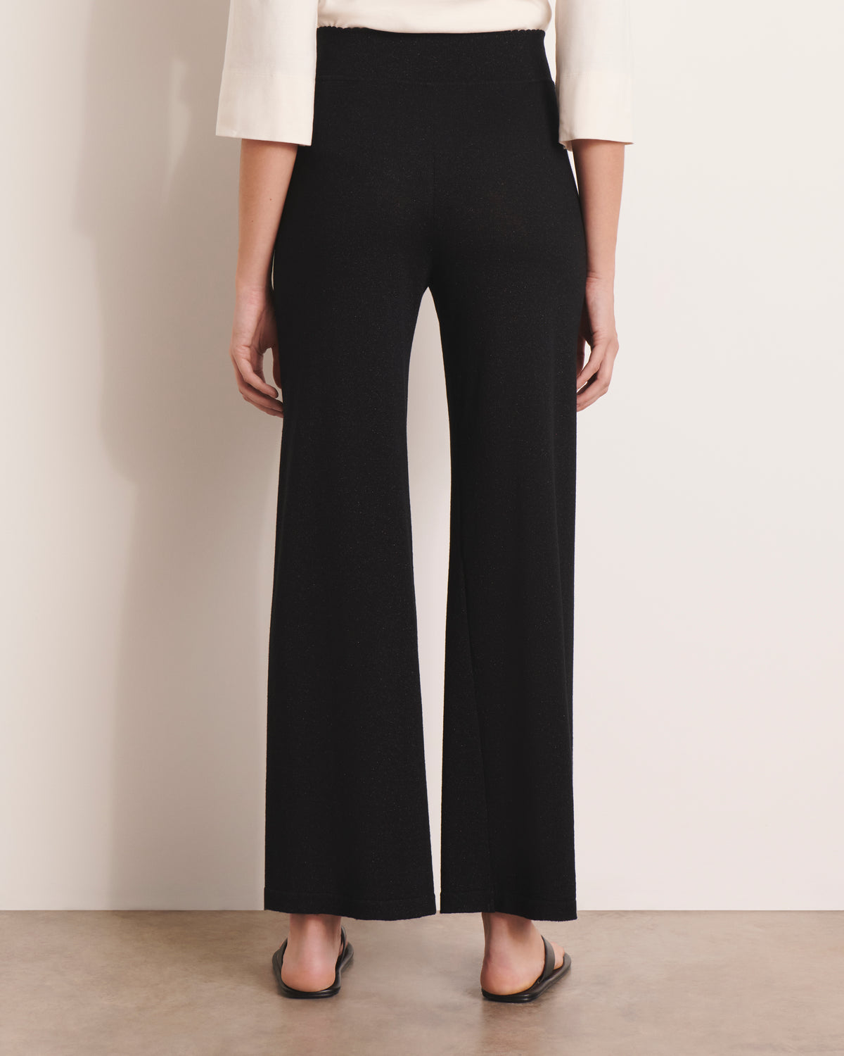 Pantalon large noir en maille jersey irisée YELLOW13/13157/921