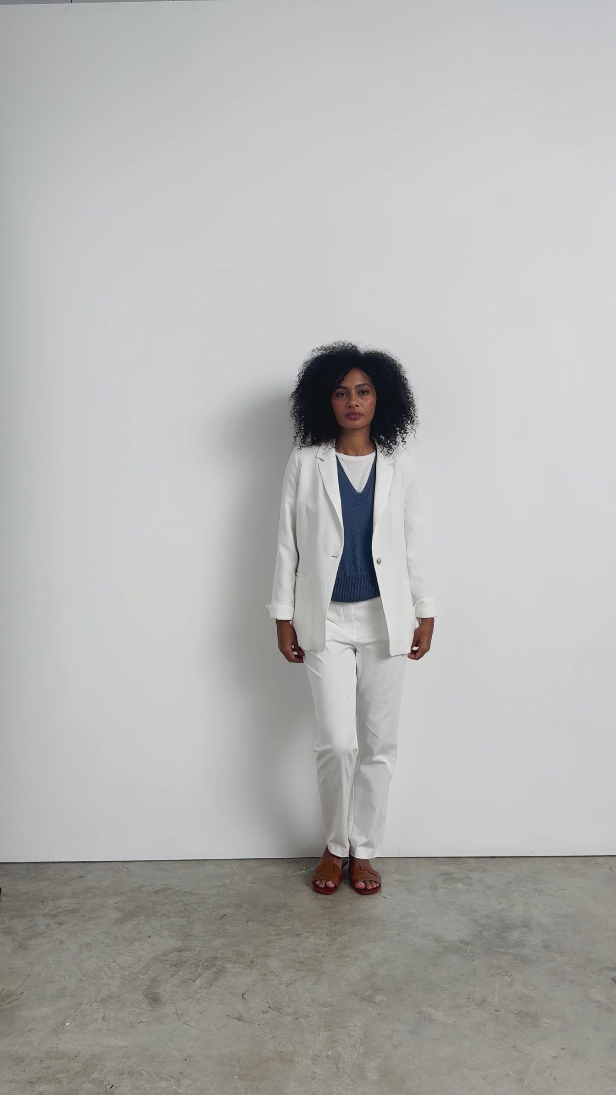 pantalon droit blanc cassé 7/8e