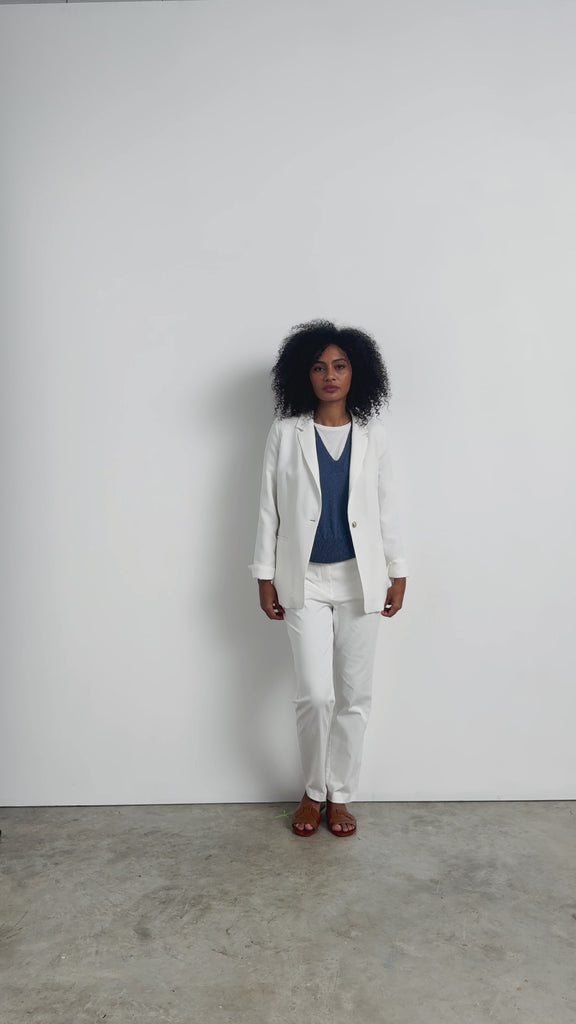 pantalon droit blanc cassé 7/8e