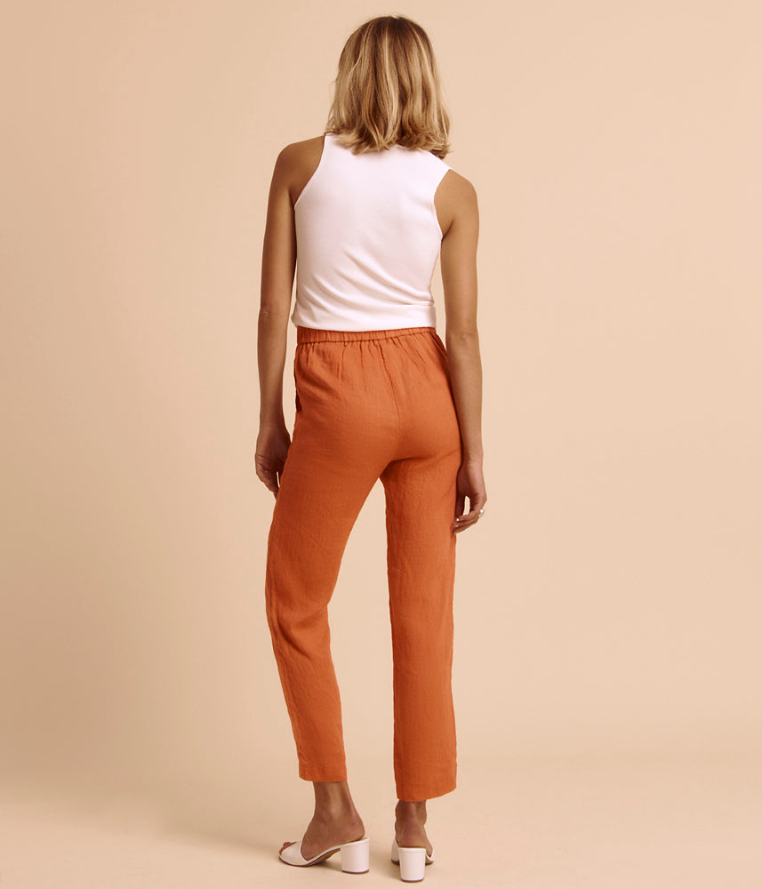 Pantalon fluide en lin lavé PRALIN85/85271/079